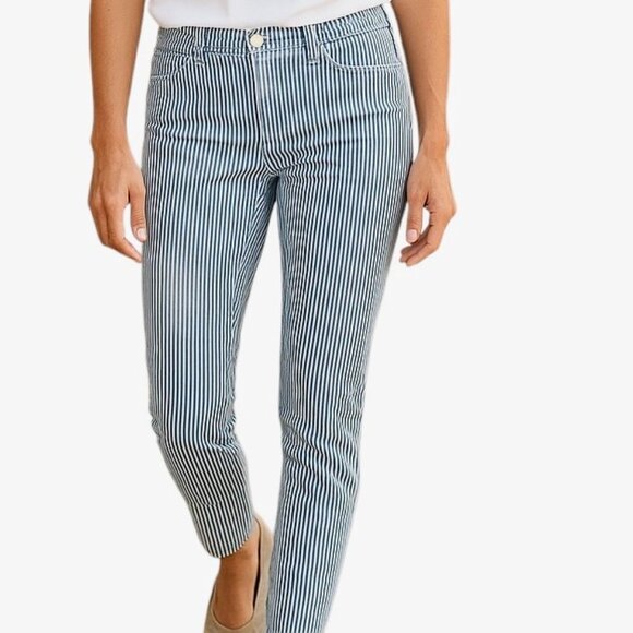 NWT | ÉTICA Denim Straight Leg Jean Nautical Stripe Sustainable Luxe | MSRP $258 - Picture 1 of 5